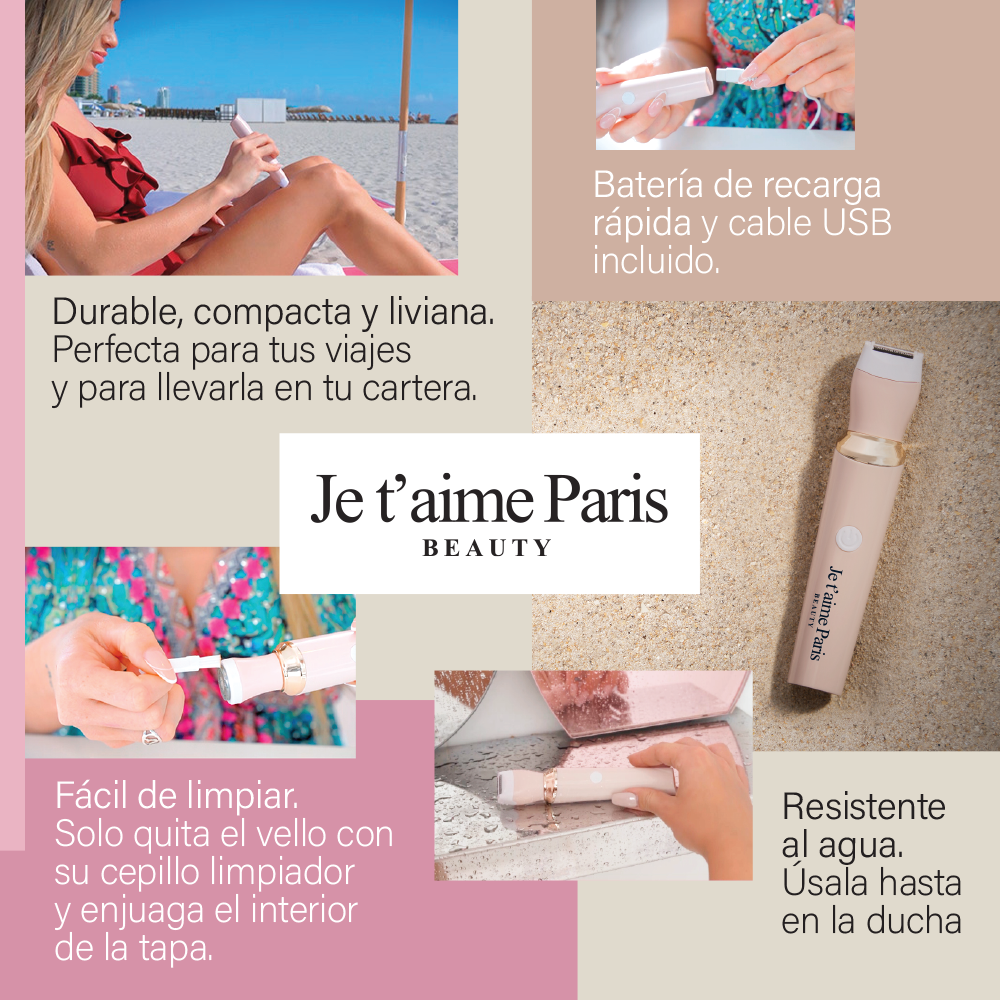 Je T'aime Paris — Depiladora Eléctrica Facial y Corporal 4 en 1